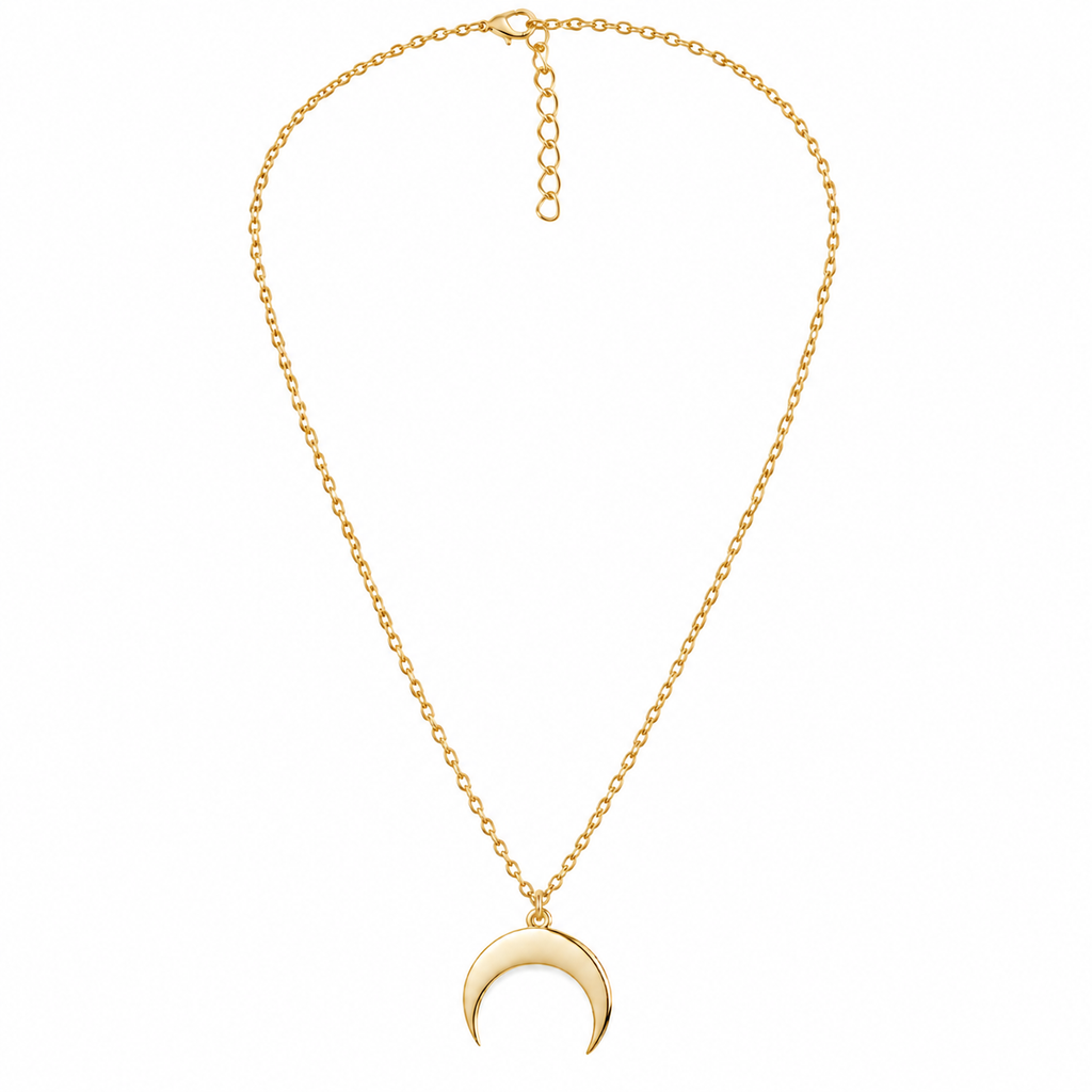 Gold crescent moon necklace with delicate chain 