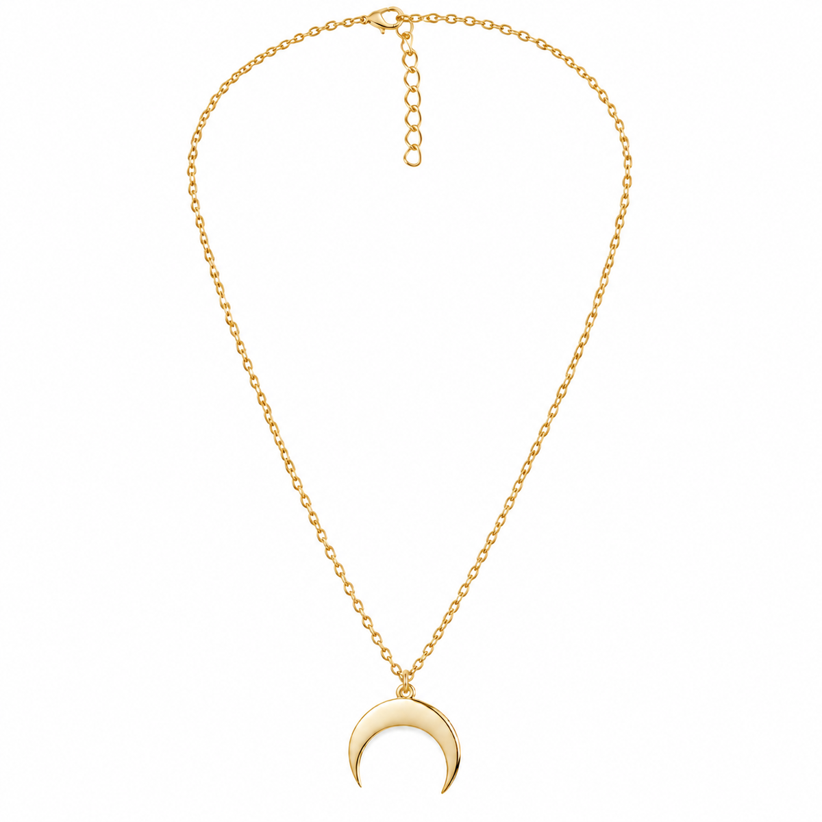 Gold crescent moon necklace with delicate chain 