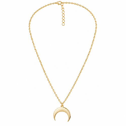 Gold crescent moon necklace with delicate chain 
