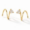 Alma spiral earrings in 18k gold-plated 925 sterling silver with 4 mm clear triangular zirconia