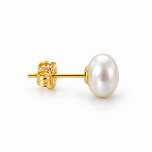 Astrid cultured white pearl stud earrings with gold-plated sterling silver posts