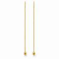 Pair of gold-plated sterling silver threader earrings with fine box chains and polished ball ends