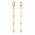 Caroline Heart Earrings with cascading gold-tone heart motifs and 6 mm white faux pearls