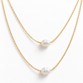 Layered Duo Pearl Necklace featuring two approximately 8 mm natural white pearls and an adjustable 40–45 cm length
