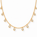 Emilia Zirconia Necklace with ten white zirconia drops on a gold-plated 316L stainless steel chain