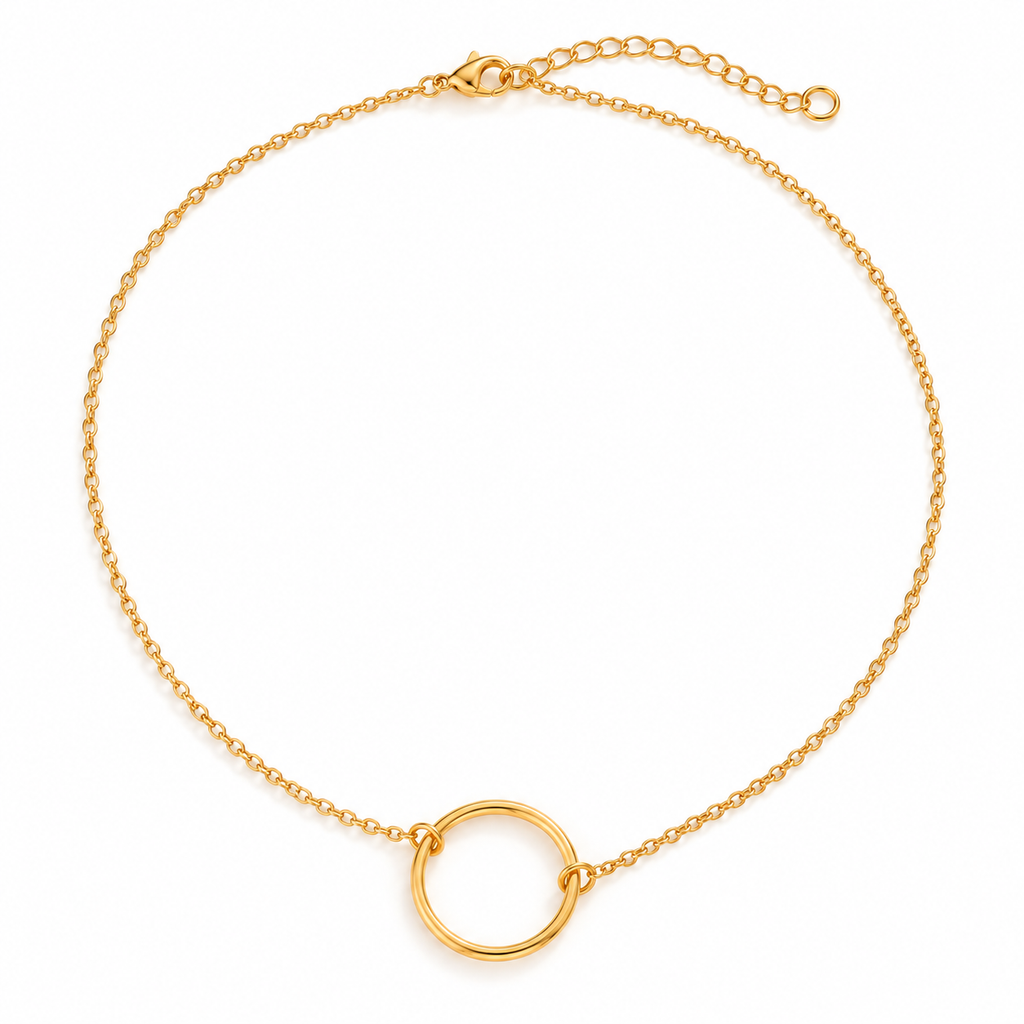 Lucia Circle Necklace with a 1 mm chain, adjustable from 39 to 43 cm
