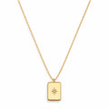 18k gold-plated stainless steel necklace with rectangular zirconia pendant