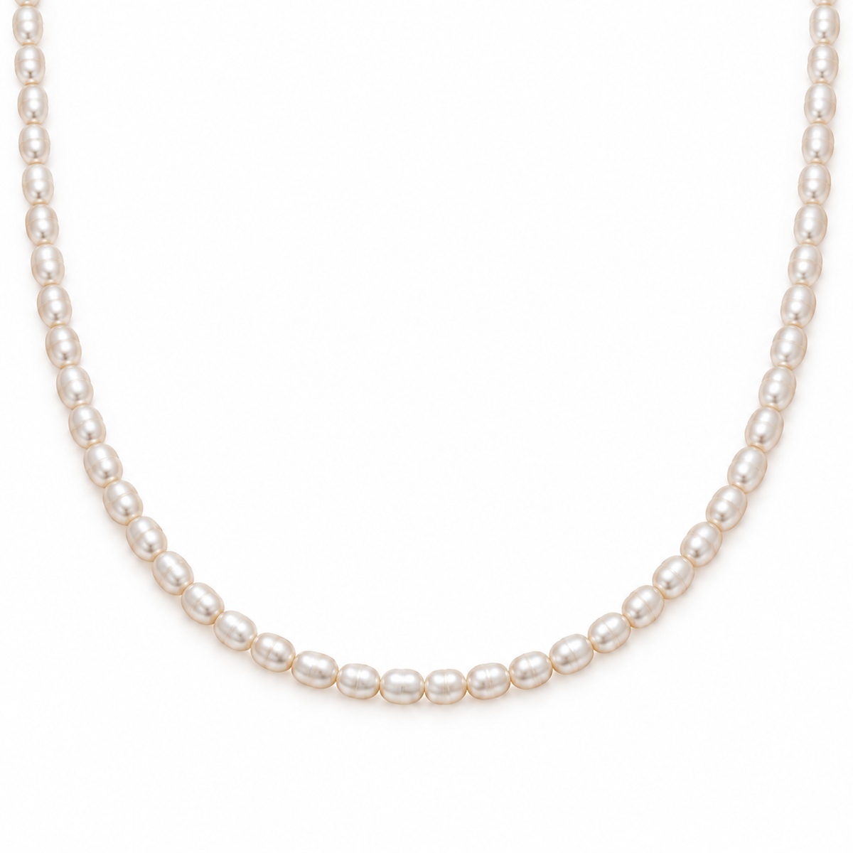 Signe Pearl Necklace featuring cultured rice pearls and gold-tone 316L stainless steel details