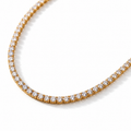Tennis Zirconia Necklace with a continuous row of clear 2.5 mm zirconia and a gold-tone 316L stainless steel chain